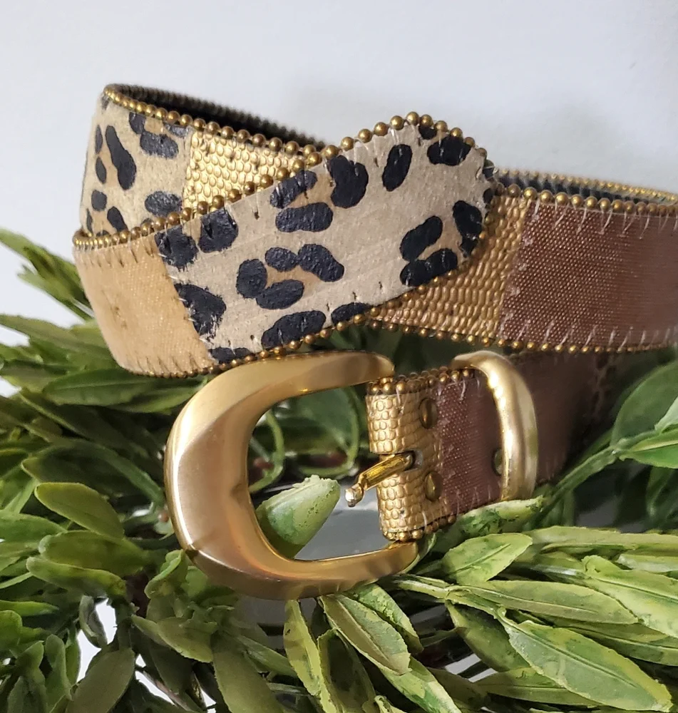 Elite Fresno California Leopard Print and Gold Women's Belt⚜️🤎⚜️Medium - Picture 1 of 8